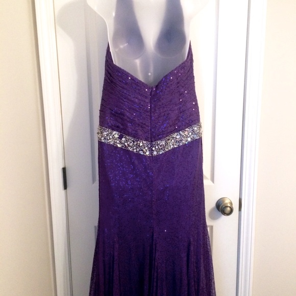Purple Beaded Sequined Gown - Picture 6 of 8